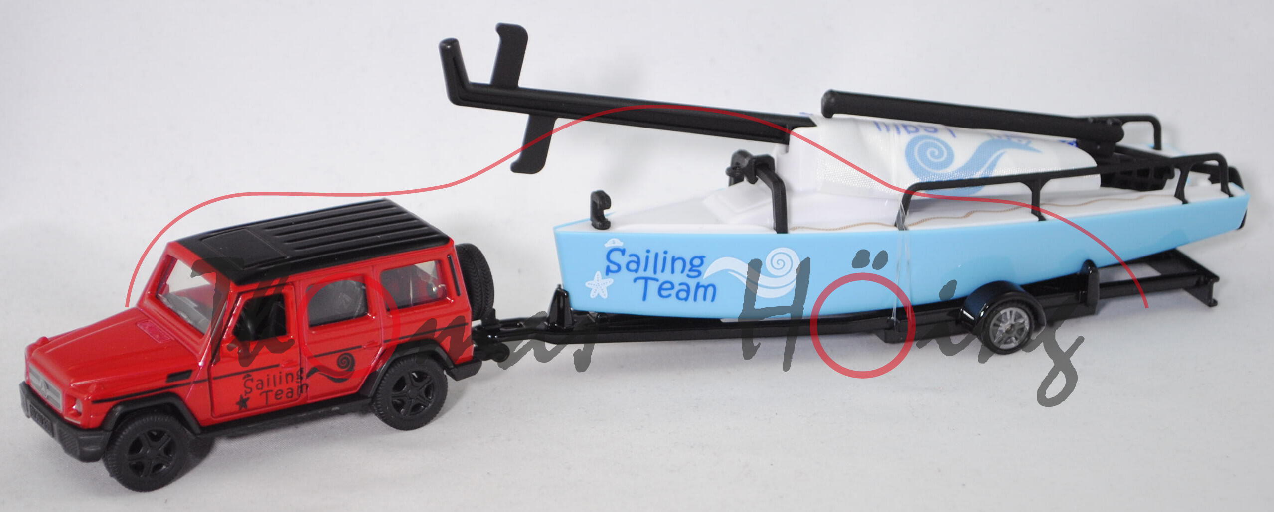 00001 Mercedes-Benz G 65 AMG mit Einachs-Bootstrailer+Segelboot, Sailing / Team, 1:50/1:55, L17mpK