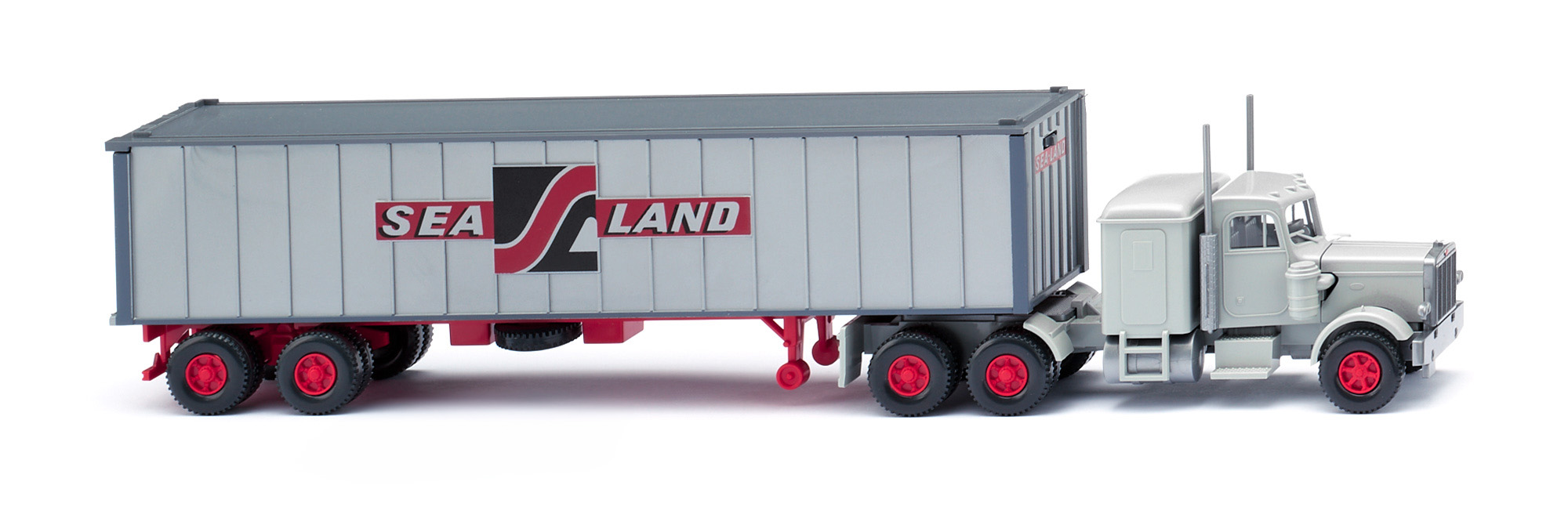 Peterbilt 379 Conventional (Mod. 77-86) Containersattelzug, d.-achatgrau, SEALAND, Wiking, 1:87, mb