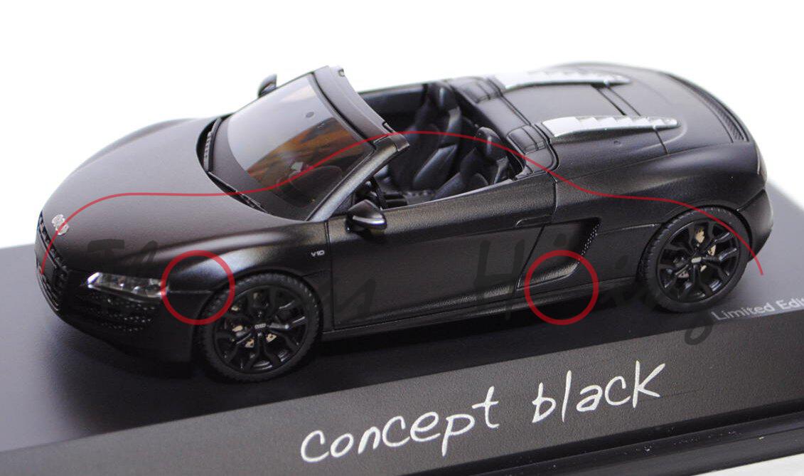 Audi R8 Spyder 5.2 FSI (Typ 42), Modell 2010-, mattschwarz, concept black, innen schwarz, Schuco, 1: