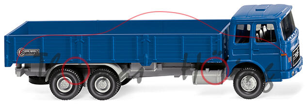 MAN (Frontlenker, Mod. 67-72) Hochpritschen-LKW, blau/grau, Blumhardt, Wiking, mb