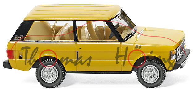 Range Rover «Classic» Dreitürer (Modell 1970-1985, Baujahr 1970), honiggelb, Wiking, 1:87, mb