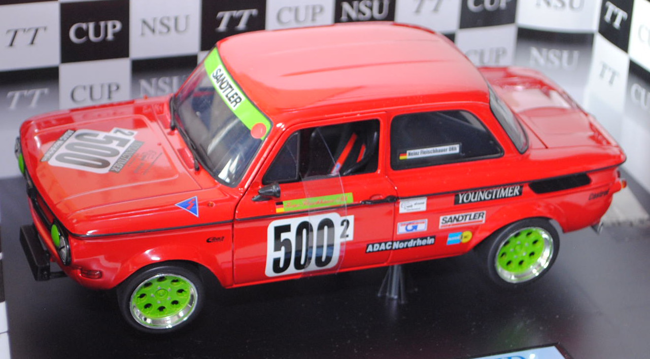 NSU 1300 TT Cup Racing (Typ 67), Modell 1967-1972, verkehrsrot, Fahrer: Heinz Fleischhauer, YOUNGTIM