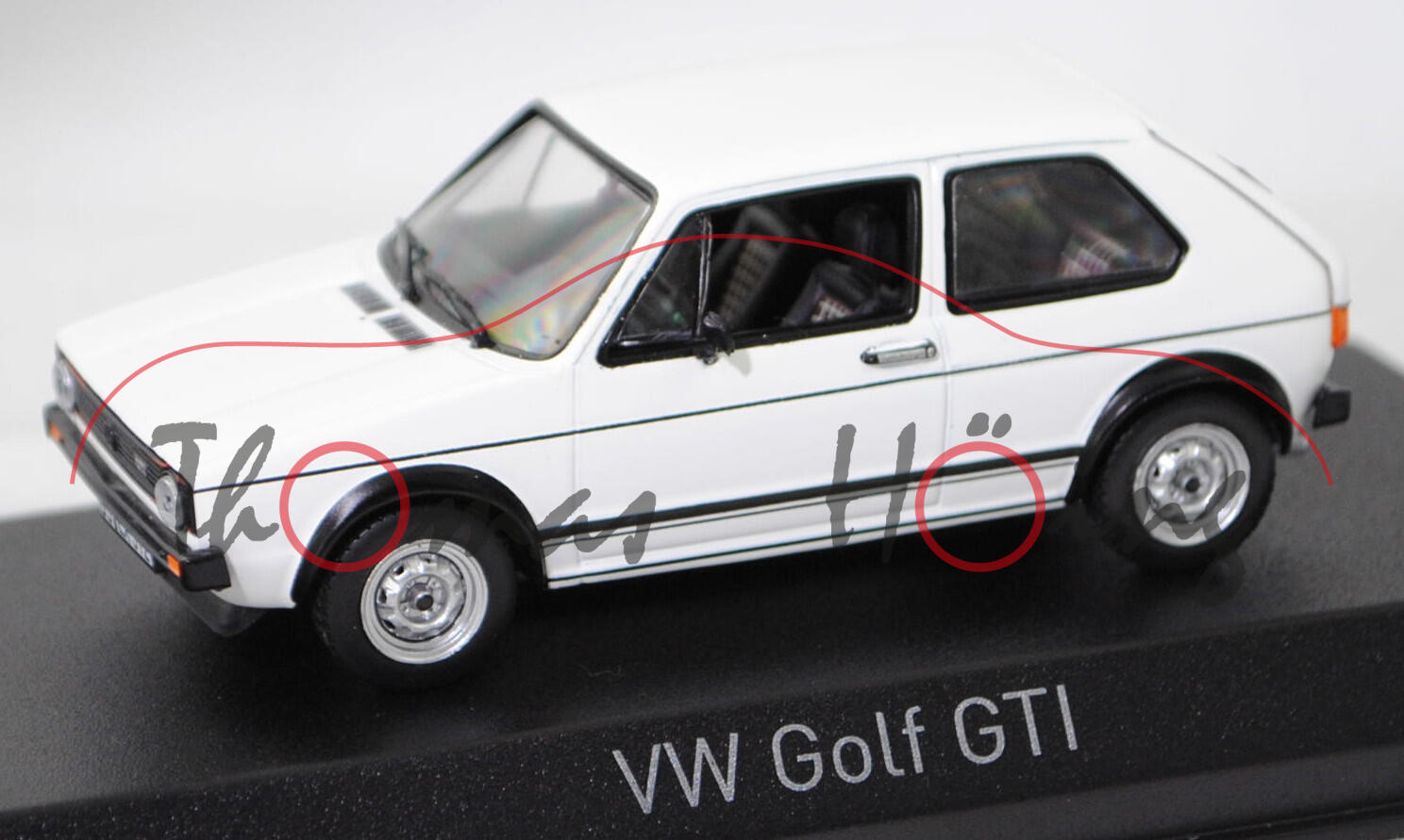 VW Golf I GTI (1. Generation, Typ 17, Modell 1977-1977), polarweiß (L90A), Norev, 1:43, PC-Box