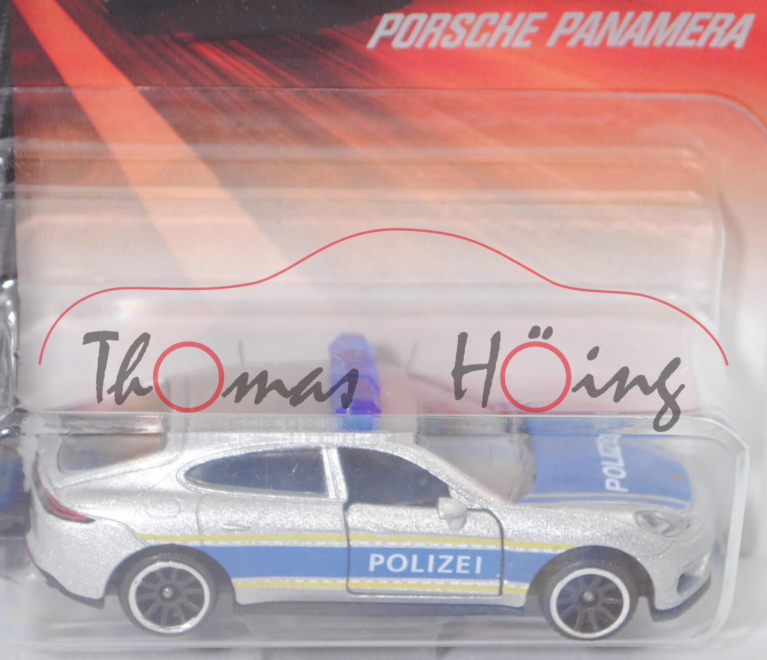 Porsche Panamera Turbo (2. Gen., Typ 971 oder G2, Mod. 16-20) Polizei, graualu, majorette, 1:64, mb