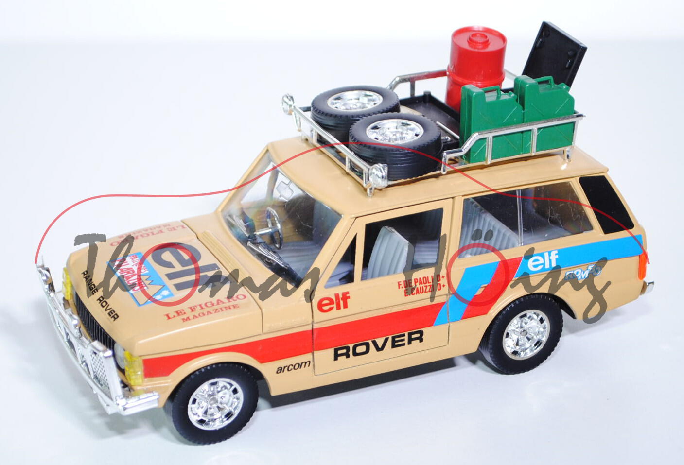 Range Rover Safari, Modell 1984, sandgelb, elf / LE FIGARO / MAGAZINE / ROVER, Türen + Motorhaube + 