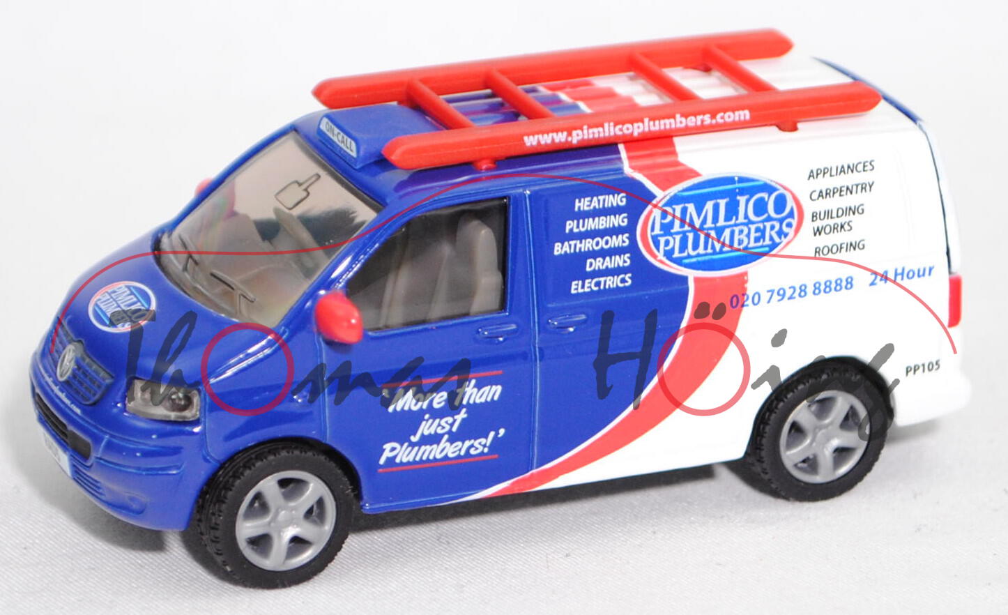 00613 GB VW T5 Transporter (Typ 7H, Mod. 03-09), blau/weiß, PIMLICO / PP105, SIKU, 1:58, Box RAD5