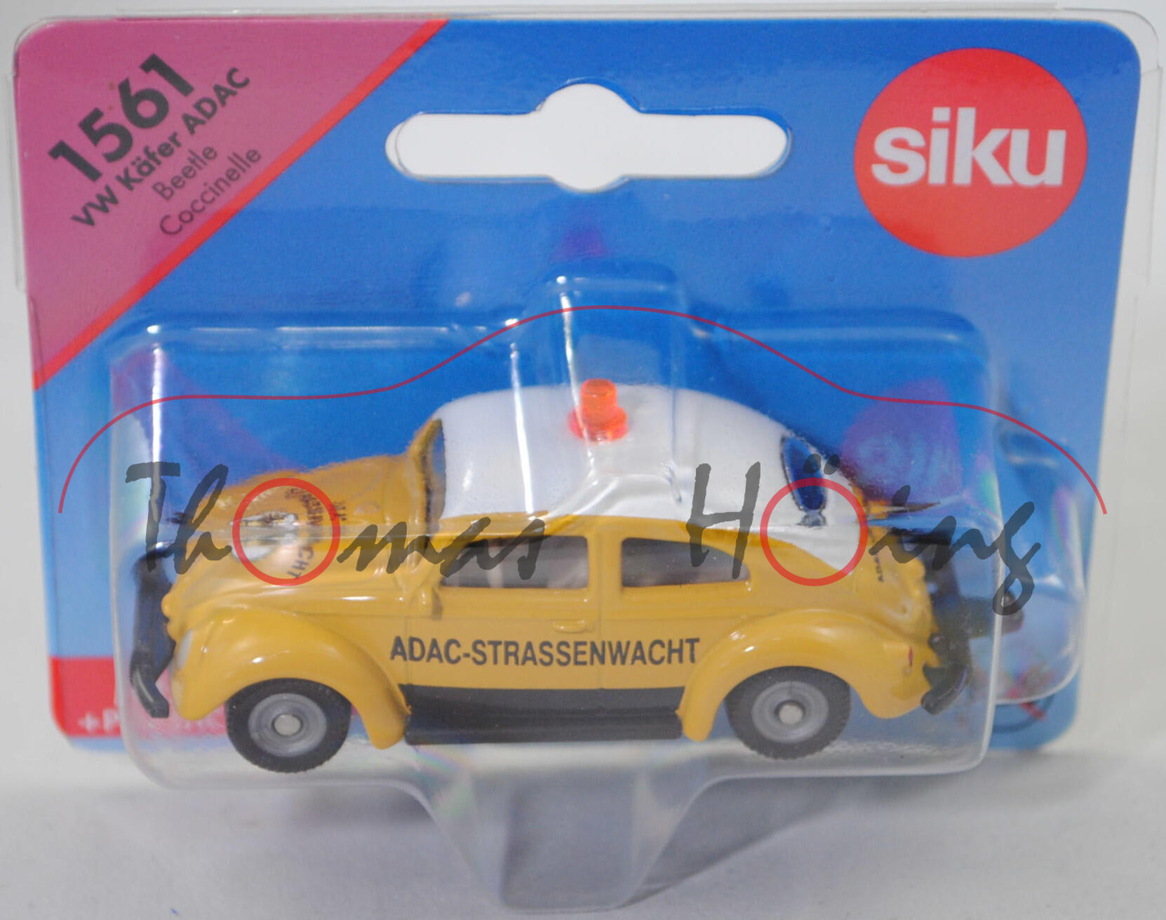 00000 VW Käfer 1200 Limousine (1. Generation, Typ 11, Modell 1955-1957) ADAC, signalgelb/reinweiß, ADAC-STRASSENWACHT, SIKU, 1:56, P29e