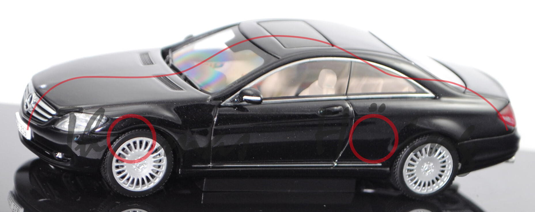 Mercedes-Benz CL 500 (CL-Klasse) (C 216, Mod. 2006-2010), obsidianschwarz, AUTOart, 1:43, Werbebox