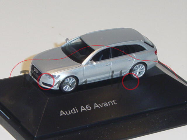 Audi A6 Avant, Mj. 2011, eissilber, Herpa, 1:87, Werbeschachtel