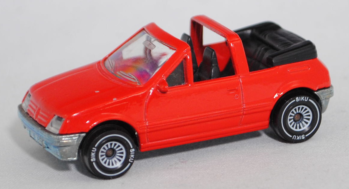 00002 Peugeot 205 CTI 1.6 Cabriolet (1. Generation, 741B, Modell 1986-1988), verkehrsrot, innen schwarz, W-Germ, mit CE-Zeichen, B4, SIKU SUPER, 1:53, m-