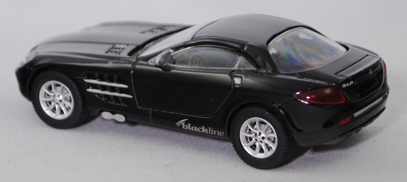 00402 Mercedes-Benz SLR McLaren (1. Generation, C 199, Modell 2004-2008), schwarz, blackline, Bpr. 1004, B25a / B25b silber, SIKU SUPER, 1:55, m (Limited Edition)