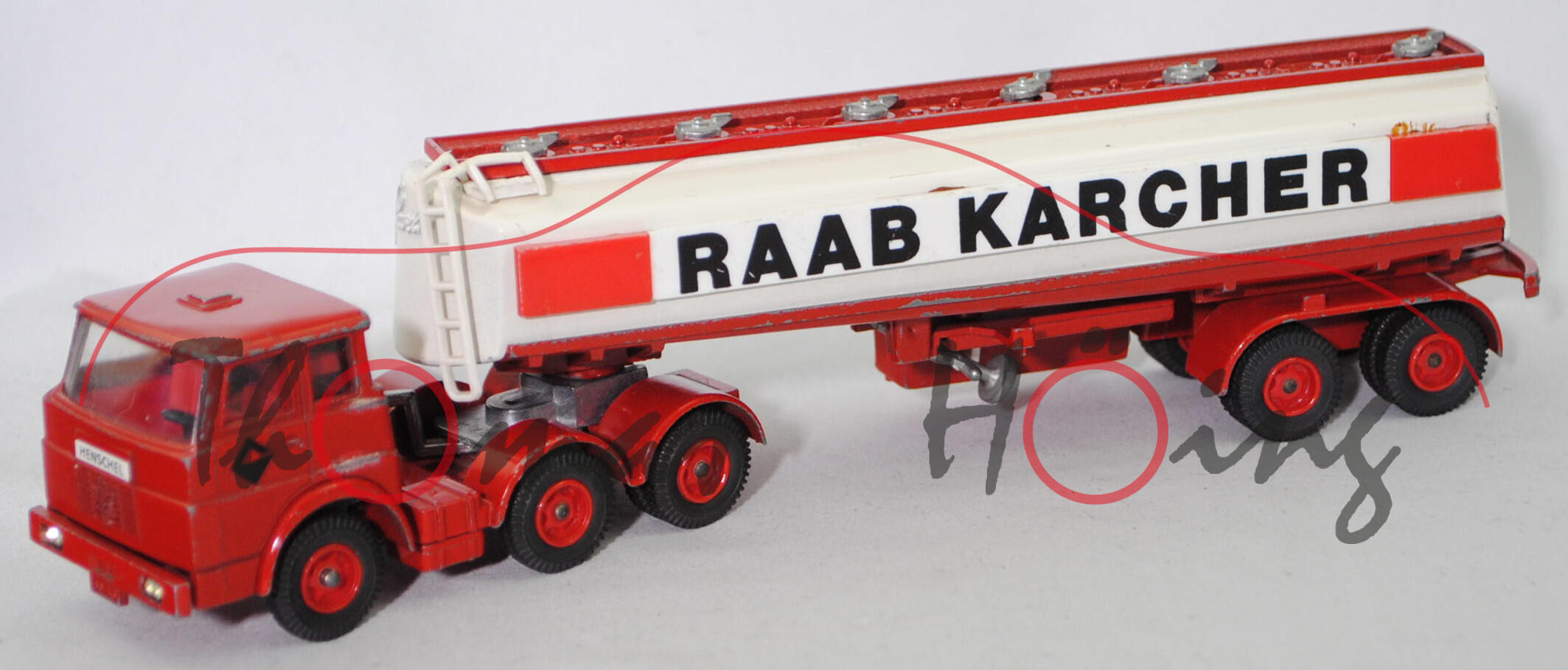 Henschel F 201 S-2A mSk (Modell 1967-1969) Tankzug, feuerrot, G GELSENBERG / RAAB KARCHER, SIKU, 1:62, m-